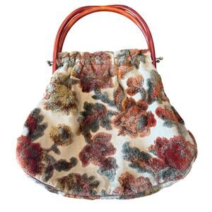 A&N Knitility Vintage Tapestry Carpet Bag 60s 70s Snap Frame Boho Purse